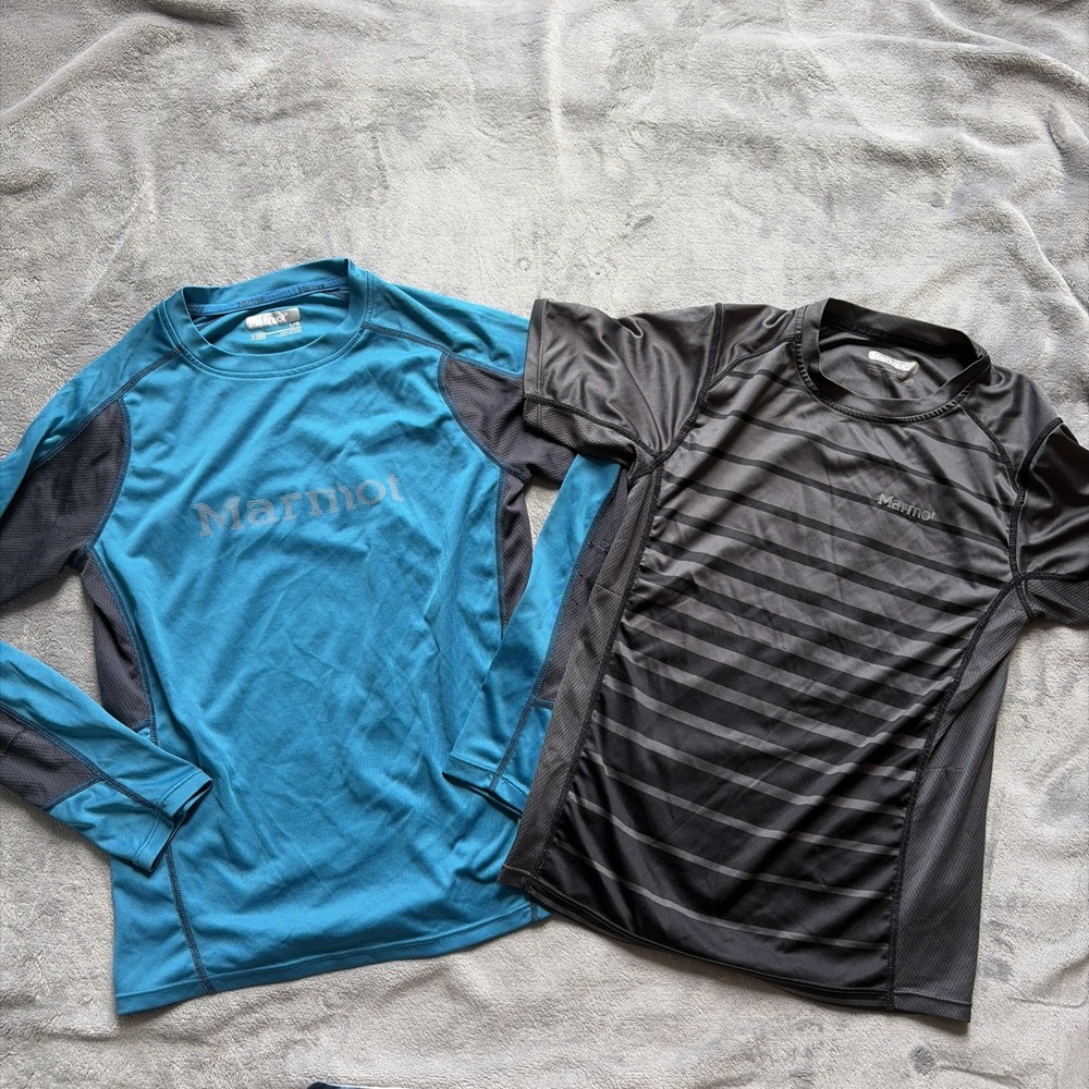Lot of 2 Marmot Athletic Running Shirts Youth Boys Size Large Activewear